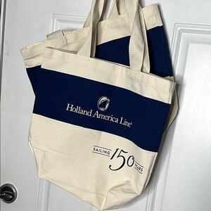 Holland America Cruise Line YOU GET 2 Canvas Tote Bags in Excellent Condition